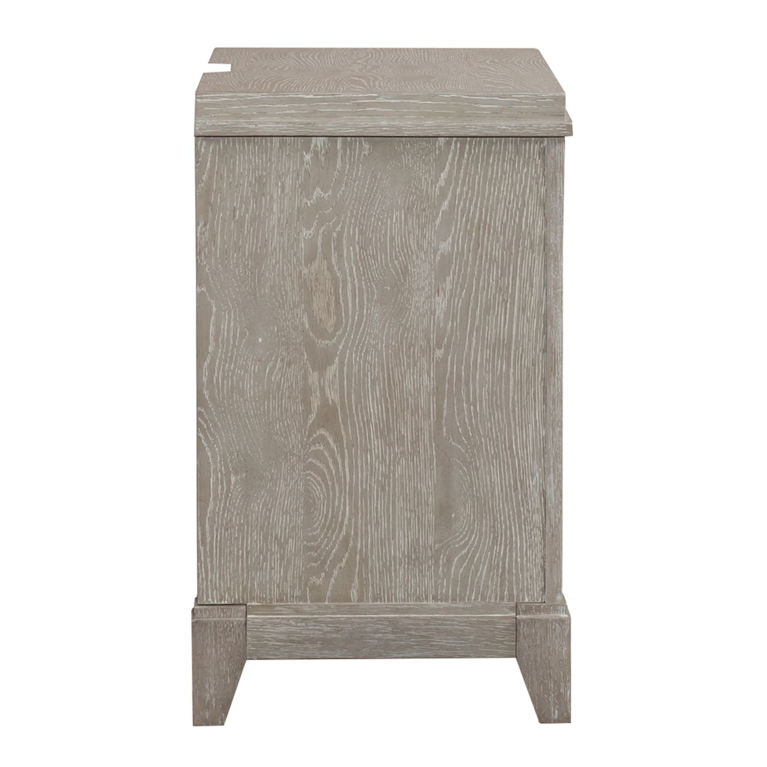 Belmar 3 Drawer Nightstand in Washed Taupe and Silver Champagne
