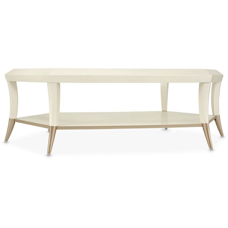 AICO La Rachelle Hexagon Cocktail Table w/Glass in Medium Champagne - Luxury Home Furniture (MI)
