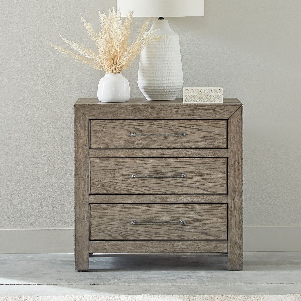 Liberty Furniture Skyview Lodge Nightstand with Charging Station in Cobblestone - Luxury Home Furniture (MI)