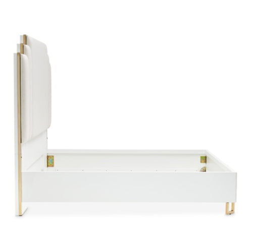 AICO Furniture Palm Gate Queen Upholstered Platform Bed in Cloud White - Luxury Home Furniture (MI)