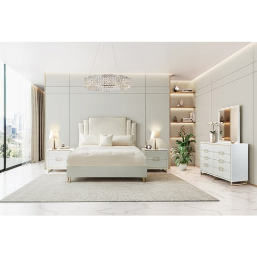 AICO Furniture Palm Gate California King Platform Bed in Cloud White