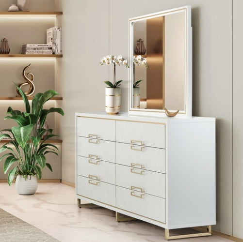 AICO Furniture Palm Gate Wall Mirror in Cloud White - Luxury Home Furniture (MI)