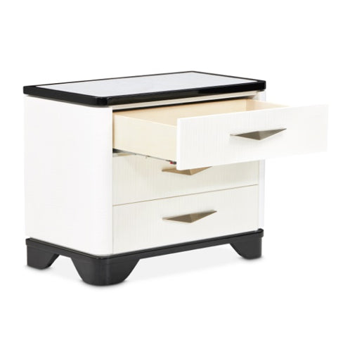 AICO Furniture Tuxedo Large Nightstand in Piano Keyboard - Luxury Home Furniture (MI)