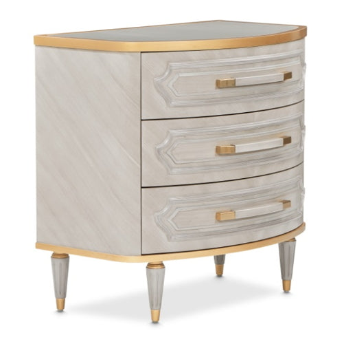 AICO Furniture St.Charles 3 Drawer Nightstand in Dove Gray - Luxury Home Furniture (MI)