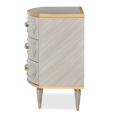 AICO Furniture St.Charles 3 Drawer Nightstand in Dove Gray - Luxury Home Furniture (MI)