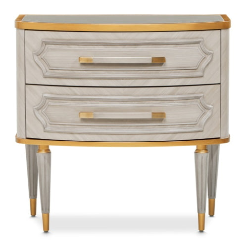 AICO Furniture St.Charles 2 Drawer Nightstand in Dove Gray - Luxury Home Furniture (MI)