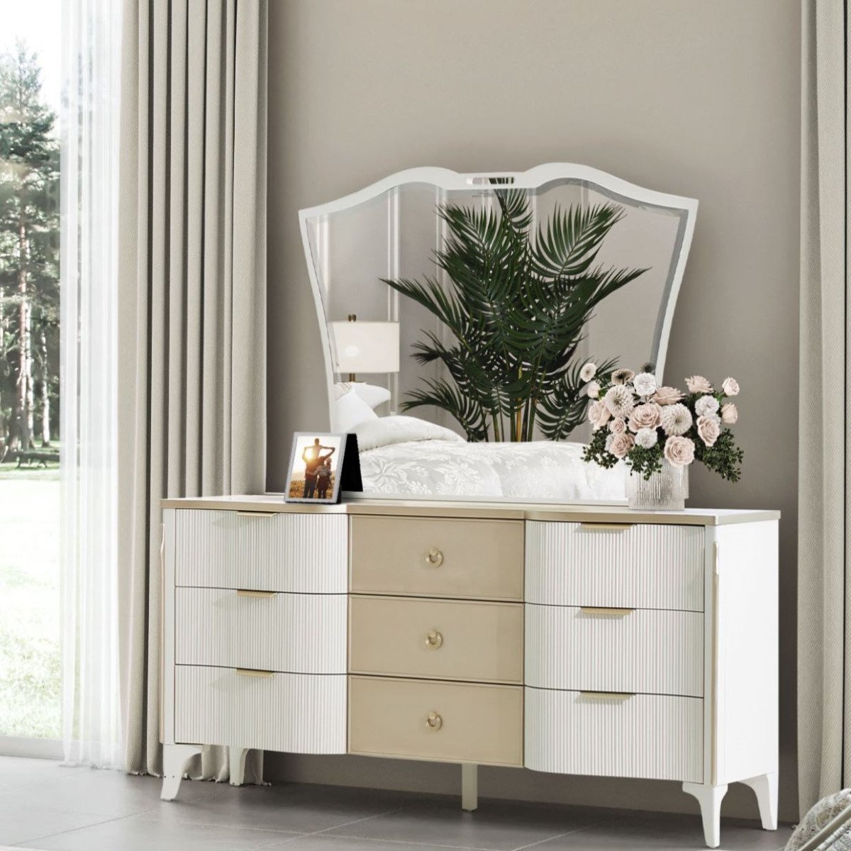 AICO Furniture La Marisia Dresser in Creamy Pearl - Luxury Home Furniture (MI)
