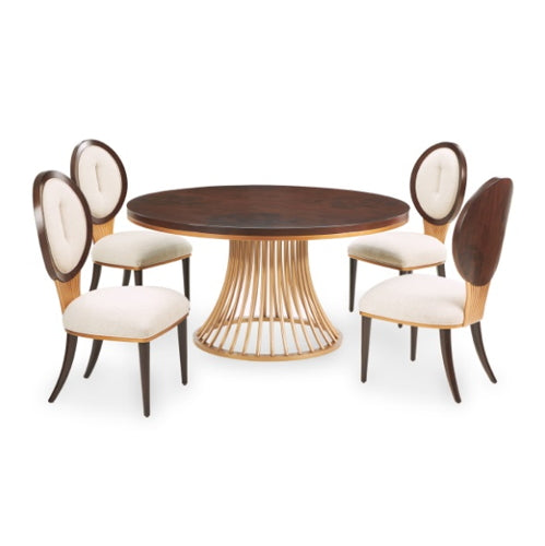 AICO Furniture Camellia Field Round Dining Table in Warm Pecan - Luxury Home Furniture (MI)