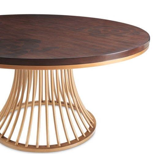 AICO Furniture Camellia Field Round Dining Table in Warm Pecan - Luxury Home Furniture (MI)