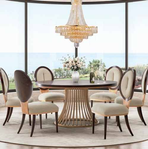 AICO Furniture Camellia Field Round Dining Table in Warm Pecan - Luxury Home Furniture (MI)