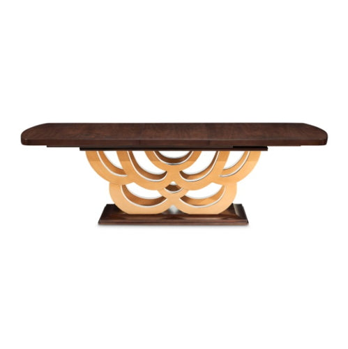 AICO Furniture Camellia Field Rectangular Pedestal Dining Table in Warm Pecan