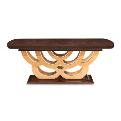 AICO Furniture Camellia Field Rectangular Pedestal Dining Table in Warm Pecan