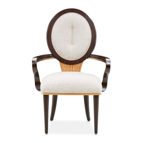 AICO Furniture Camellia Field Arm Chair (Set of 2) in Warm Pecan - Luxury Home Furniture (MI)