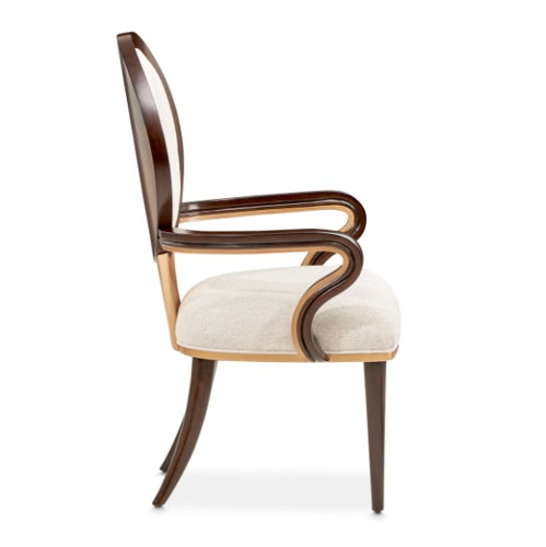 AICO Furniture Camellia Field Arm Chair (Set of 2) in Warm Pecan - Luxury Home Furniture (MI)