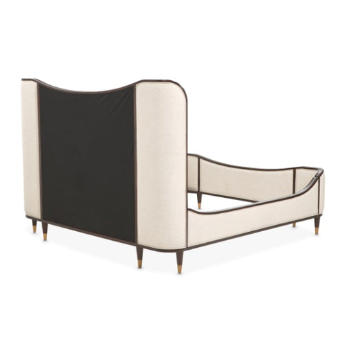 AICO Furniture Camellia Field King Upholstered Panel Bed in Warm Pecan - Luxury Home Furniture (MI)