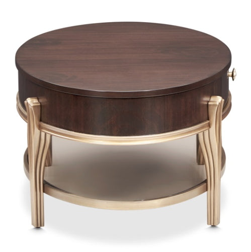 AICO Furniture Camellia Field Oval Cocktail Table in Warm Pecan - Luxury Home Furniture (MI)