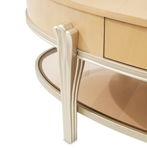 AICO Furniture Camellia Field Oval Cocktail Table in Caramel - Luxury Home Furniture (MI)
