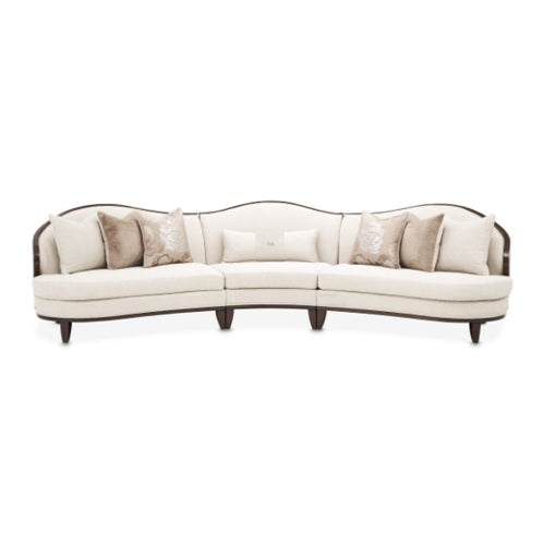AICO Furniture Camellia Field Armless Chair Linen in Warm Pecan