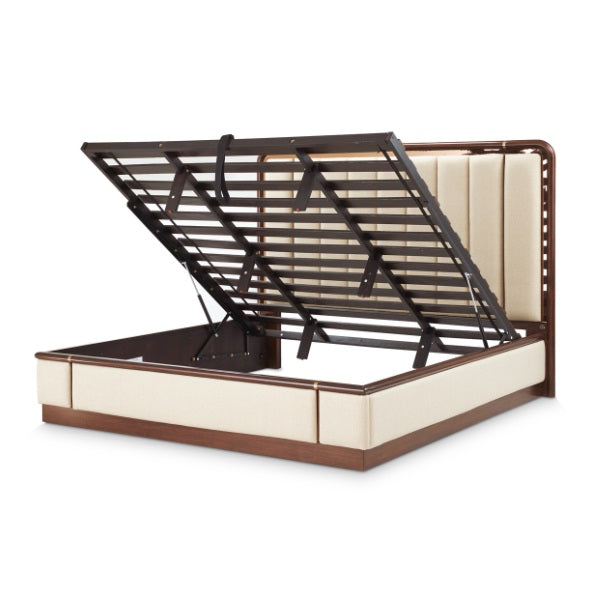 AICO Furniture Mason Park King Channel Tufted Bed in Umber - Luxury Home Furniture (MI)
