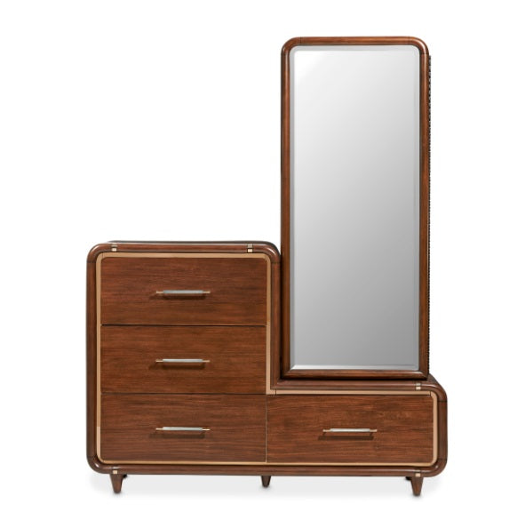 AICO Furniture Mason Park Offset Chest with Storage Mirror in Umber - Luxury Home Furniture (MI)