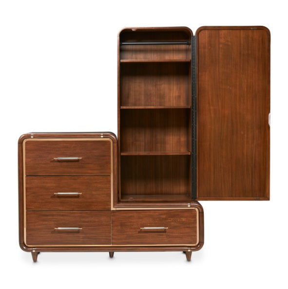 AICO Furniture Mason Park Offset Chest with Storage Mirror in Umber - Luxury Home Furniture (MI)