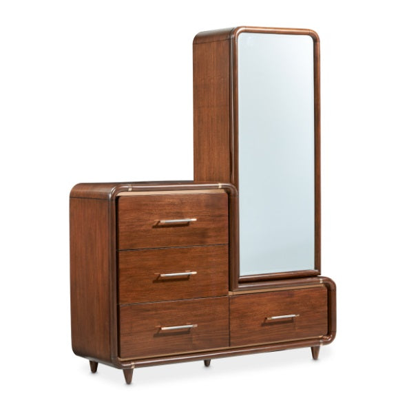 AICO Furniture Mason Park Offset Chest with Storage Mirror in Umber - Luxury Home Furniture (MI)