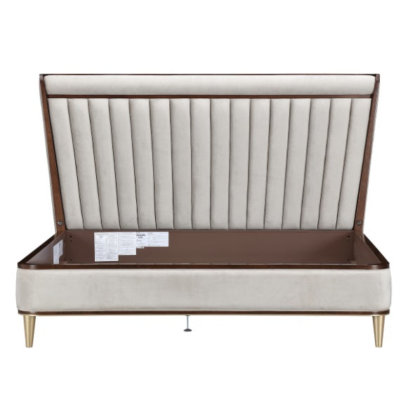 AICO Furniture Houston King Channel Tufted Bed in Walnut - Luxury Home Furniture (MI)