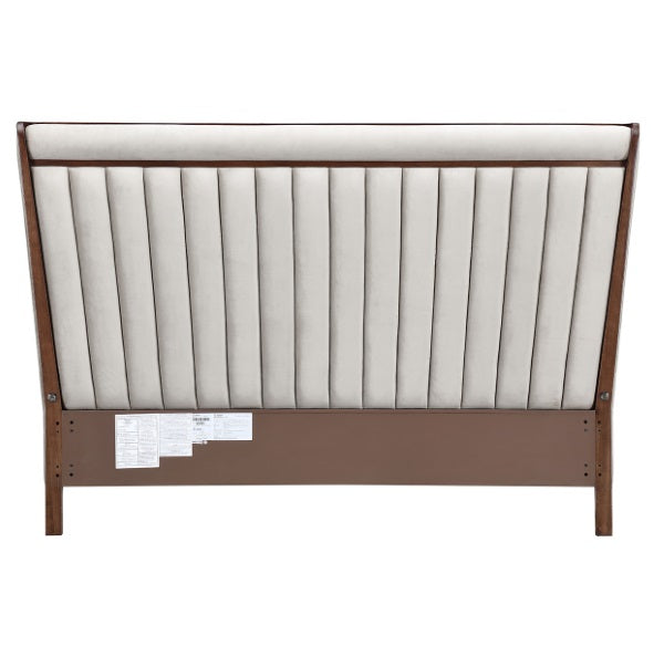 AICO Furniture Houston King Channel Tufted Bed in Walnut - Luxury Home Furniture (MI)