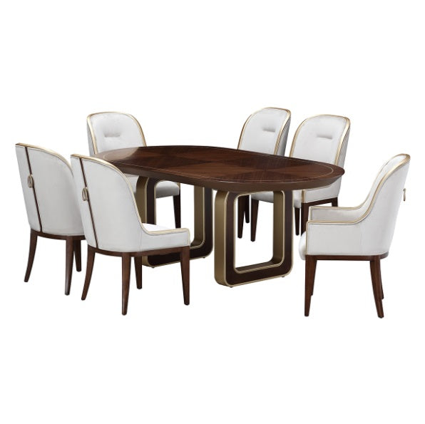 AICO Furniture Houston Oval Dining Table in Walnut - Luxury Home Furniture (MI)