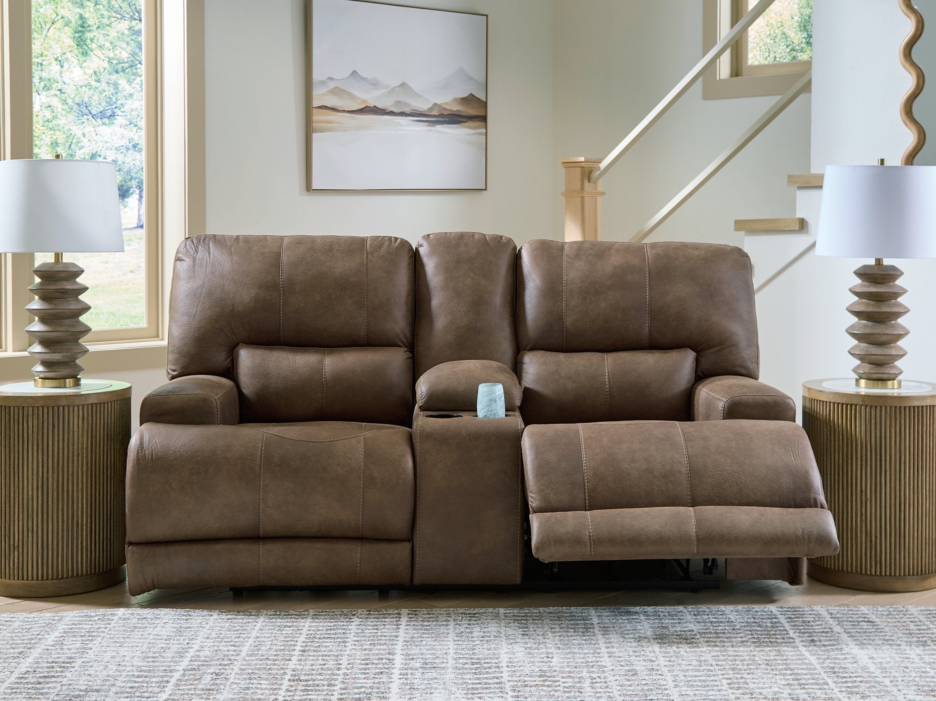 Beckley Place Power Reclining Loveseat with Console - Luxury Home Furniture (MI)