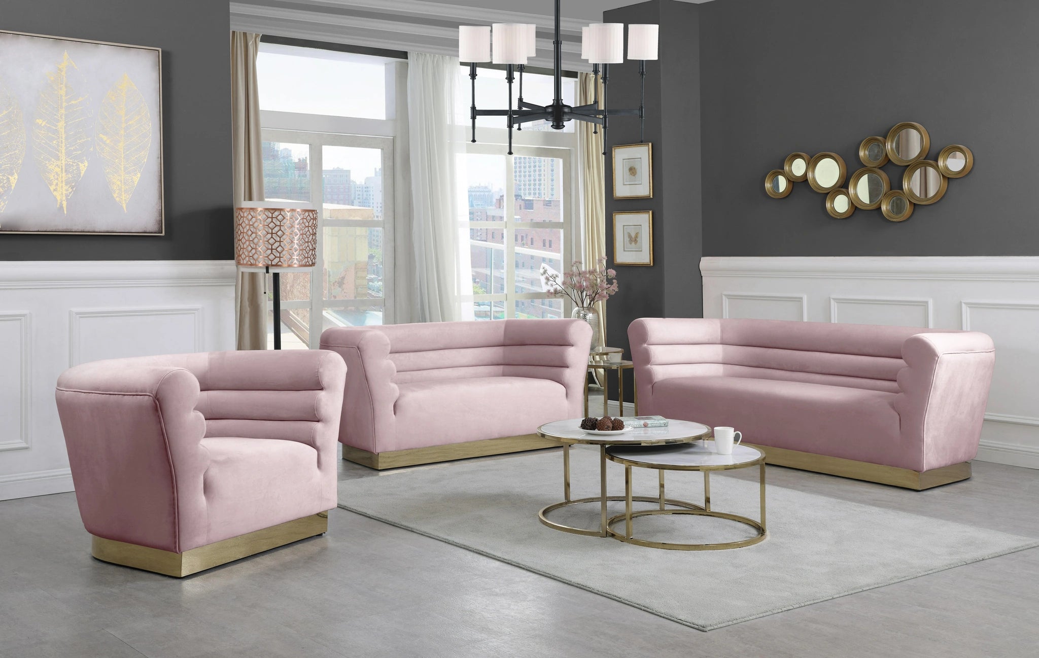 Bellini Pink Velvet Loveseat
