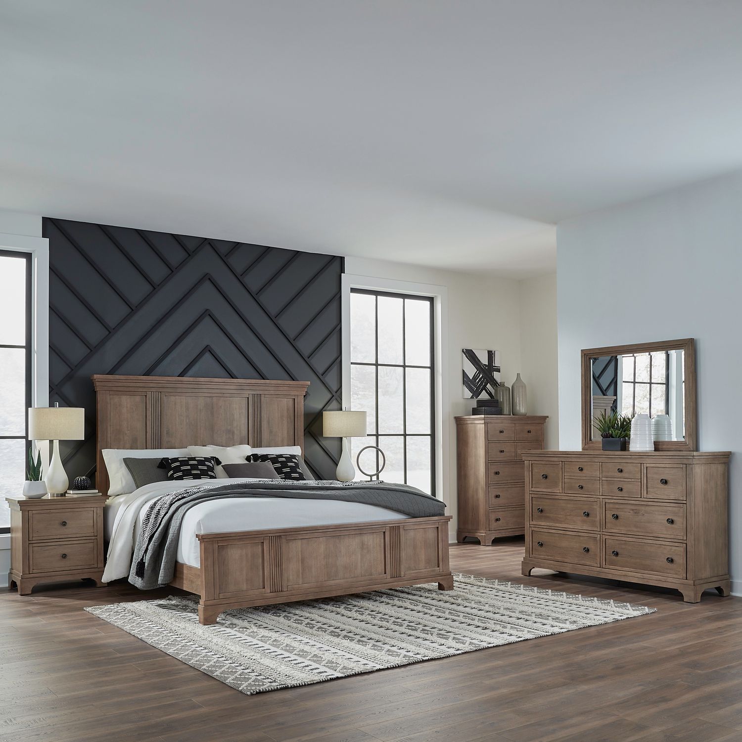Haven Hills King Panel Bed, Dresser & Mirror, Chest, Night Stand image