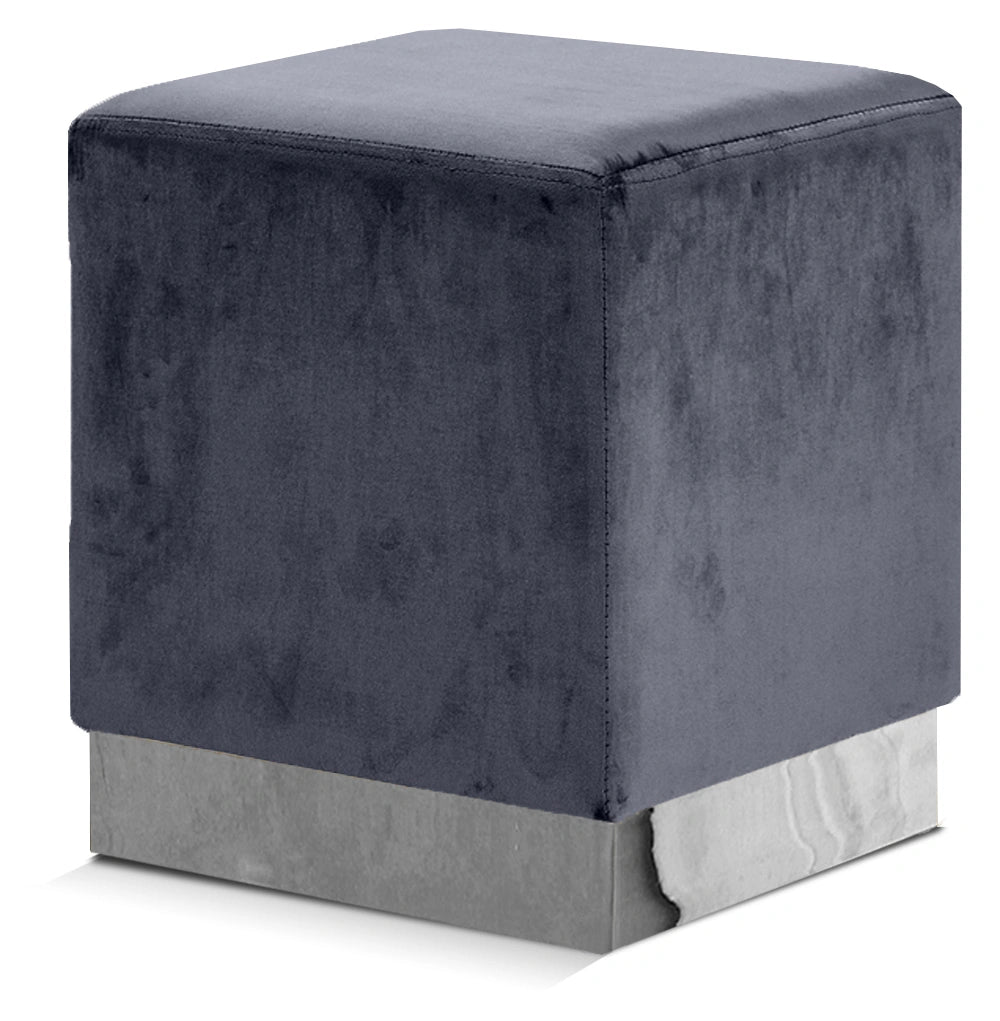 Jax Grey Velvet Ottoman/Stool