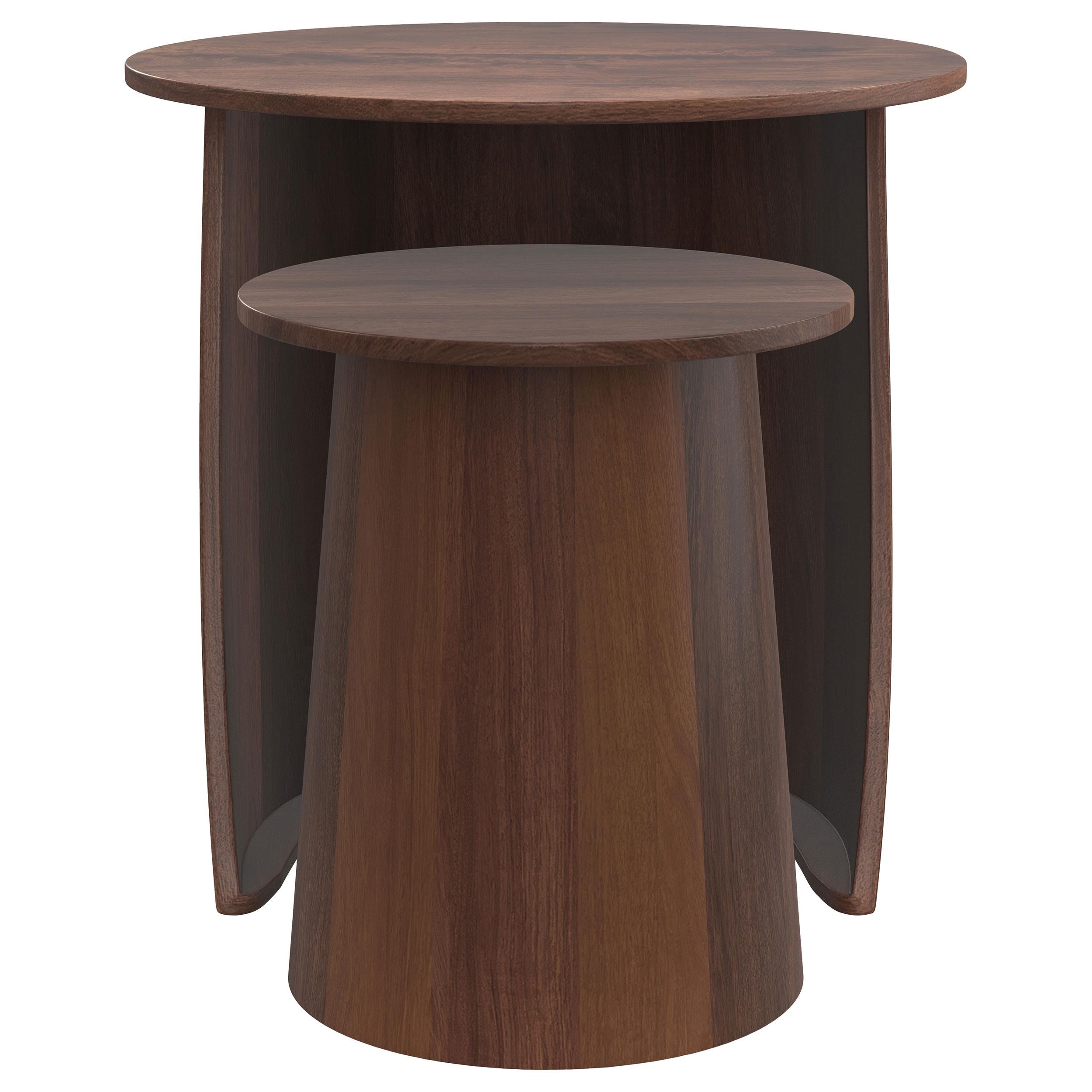 Yency 2-piece Round Mango Wood Nesting Table Set Dark Brown - Luxury Home Furniture (MI)
