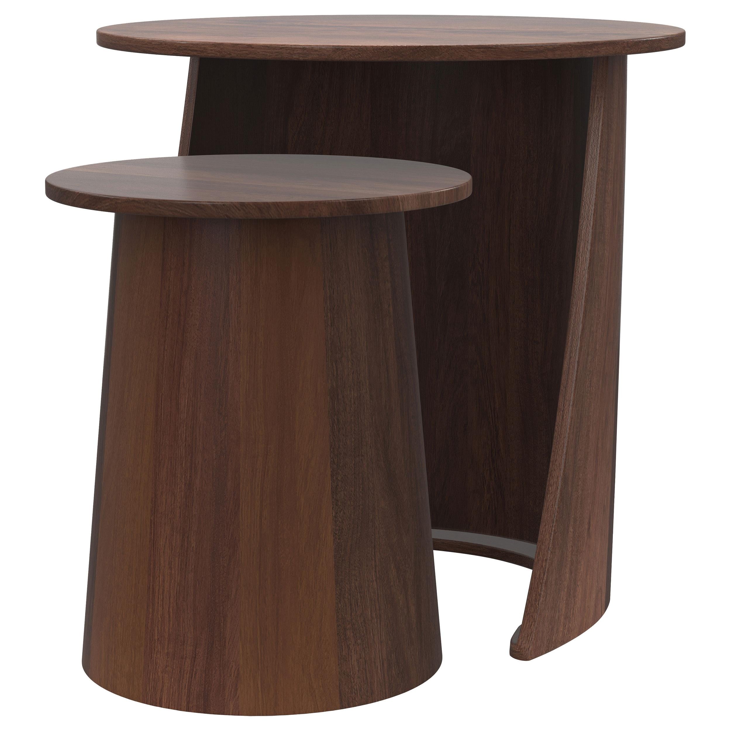 Yency 2-piece Round Mango Wood Nesting Table Set Dark Brown - Luxury Home Furniture (MI)