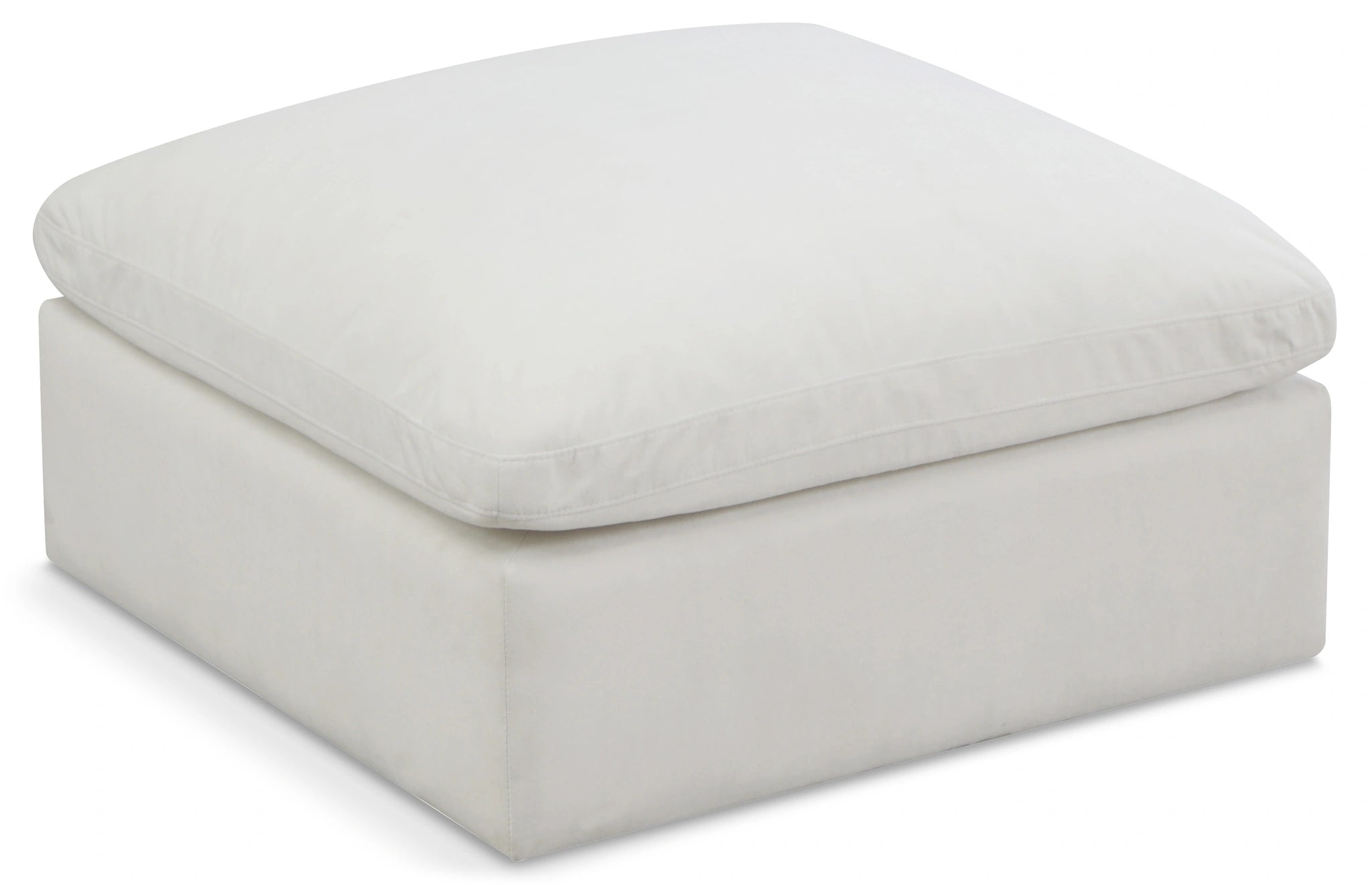 Plush Cream Velvet Standard Cloud Modular Ottoman