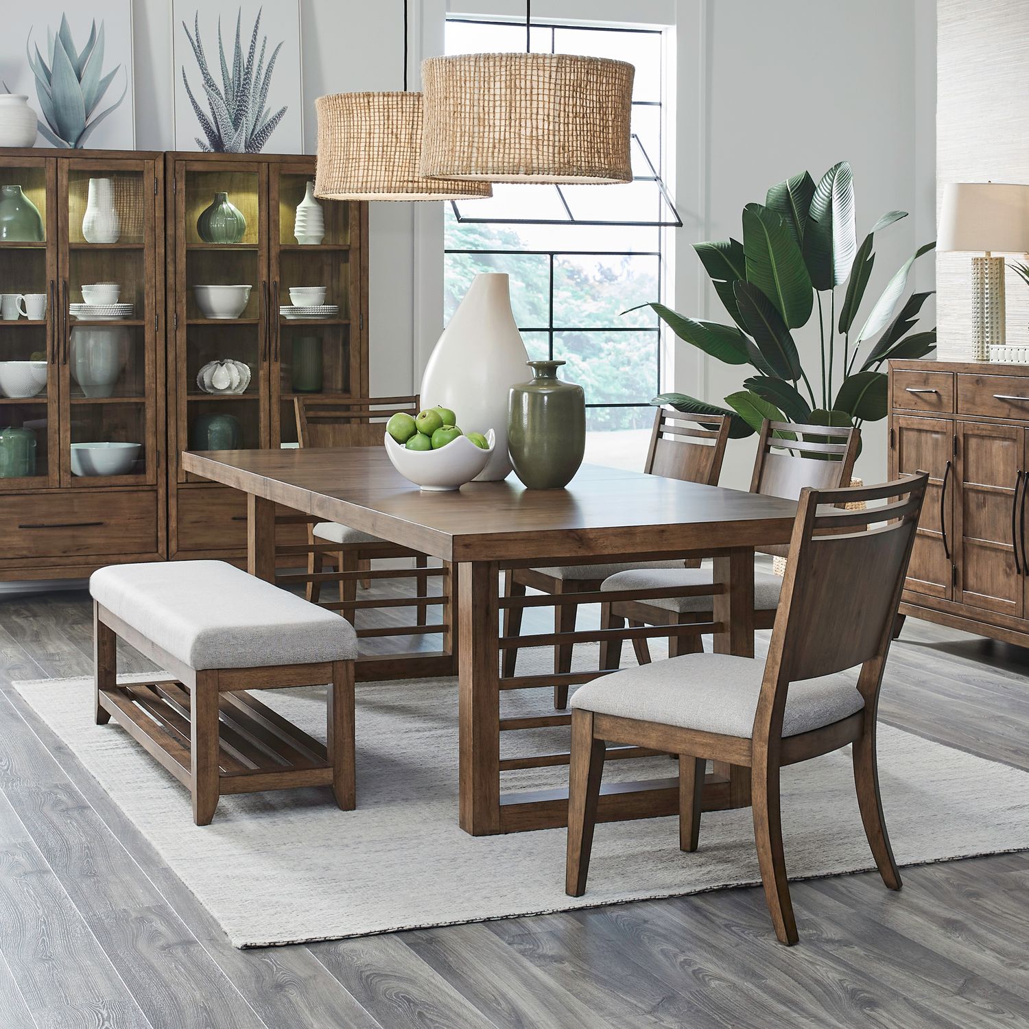 Shaker Lakes Opt 6 Piece Double Pedestal Table Set image