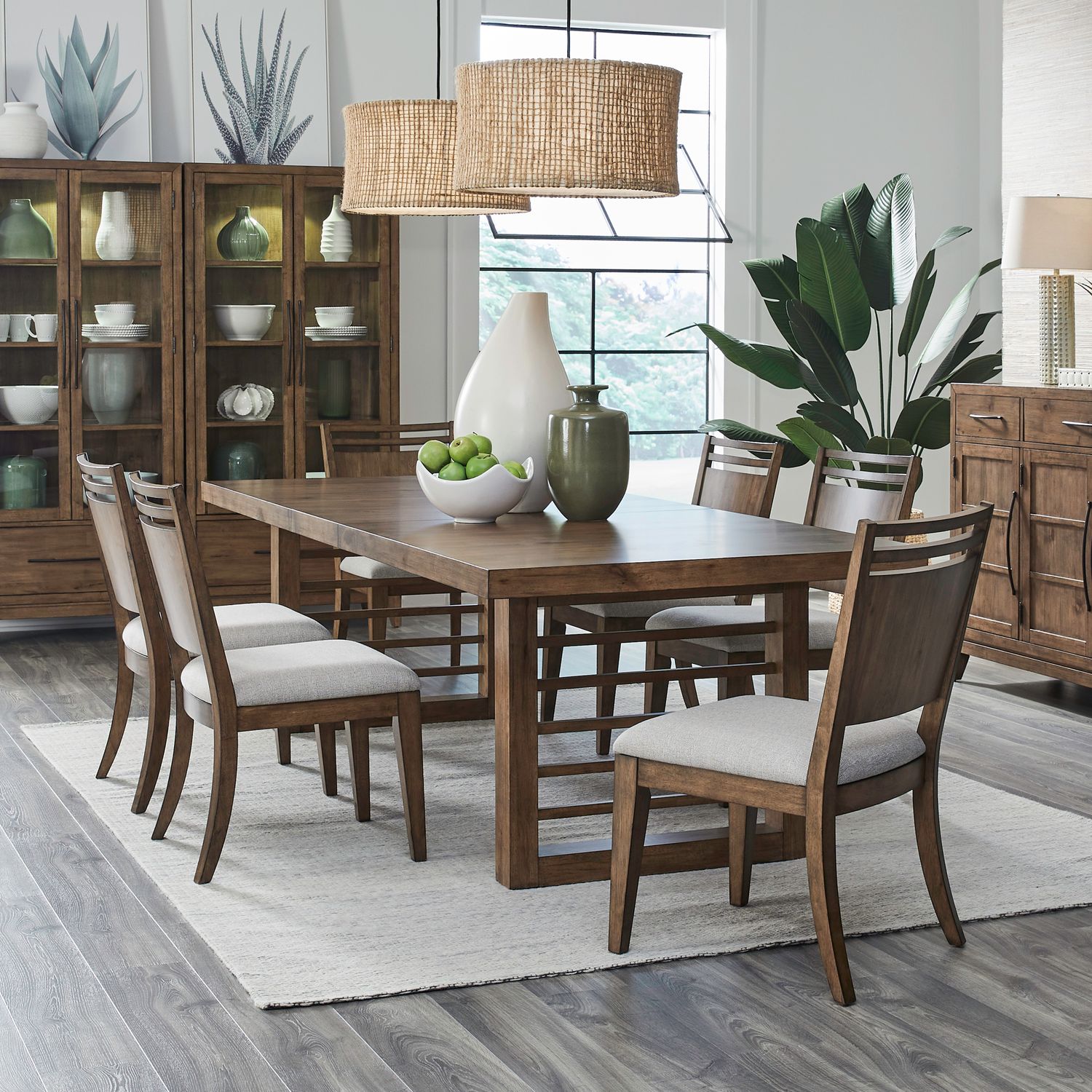 Shaker Lakes Opt 7 Piece Double Pedestal Table Set image