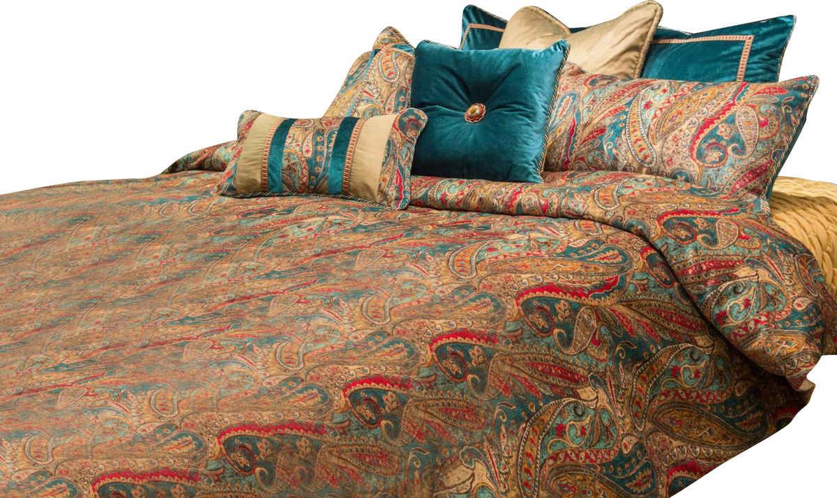 AICO Seville 9-pc Queen Comforter Set in Honey image