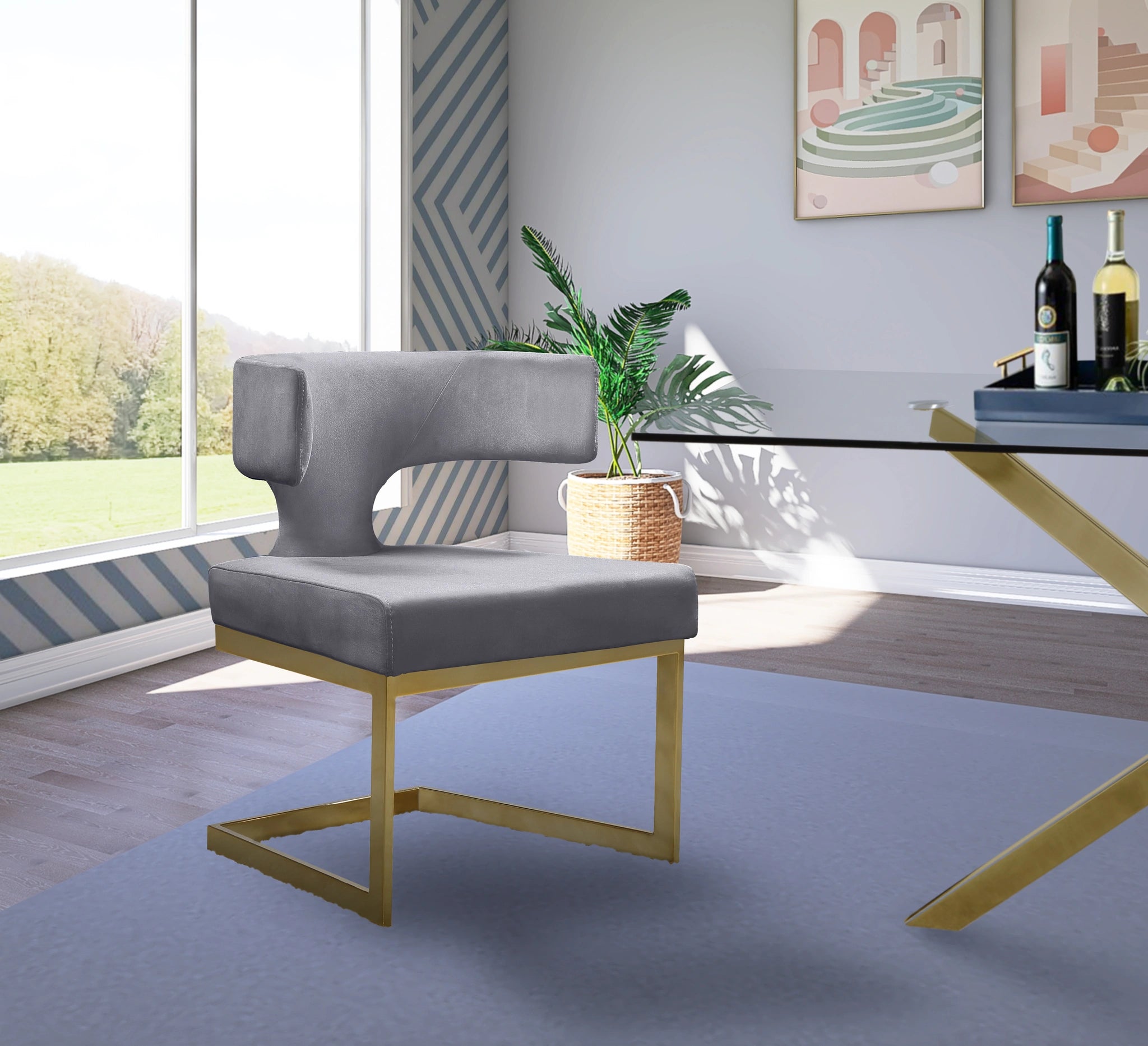 Alexandra Grey Velvet Dining Chair
