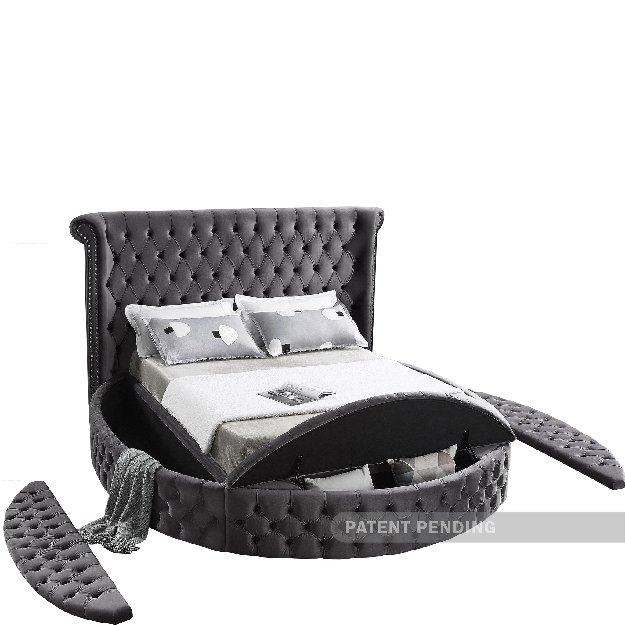 Luxus Grey Velvet Full Bed (3 Boxes)