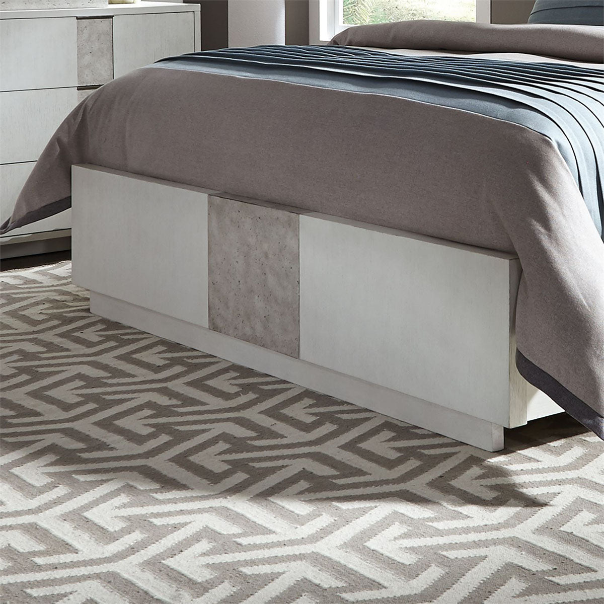 Liberty Furniture Mirage Cal King Travertine Panel Bed in Wirebrushed White