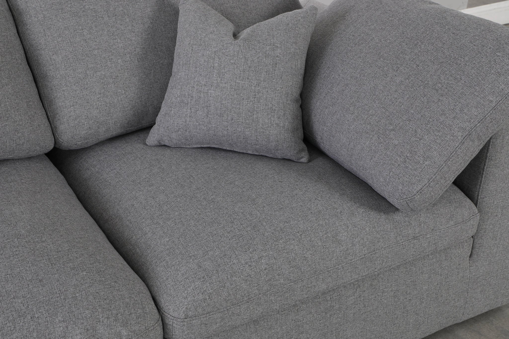 Serene Grey Linen Fabric Deluxe Cloud Modular Sofa