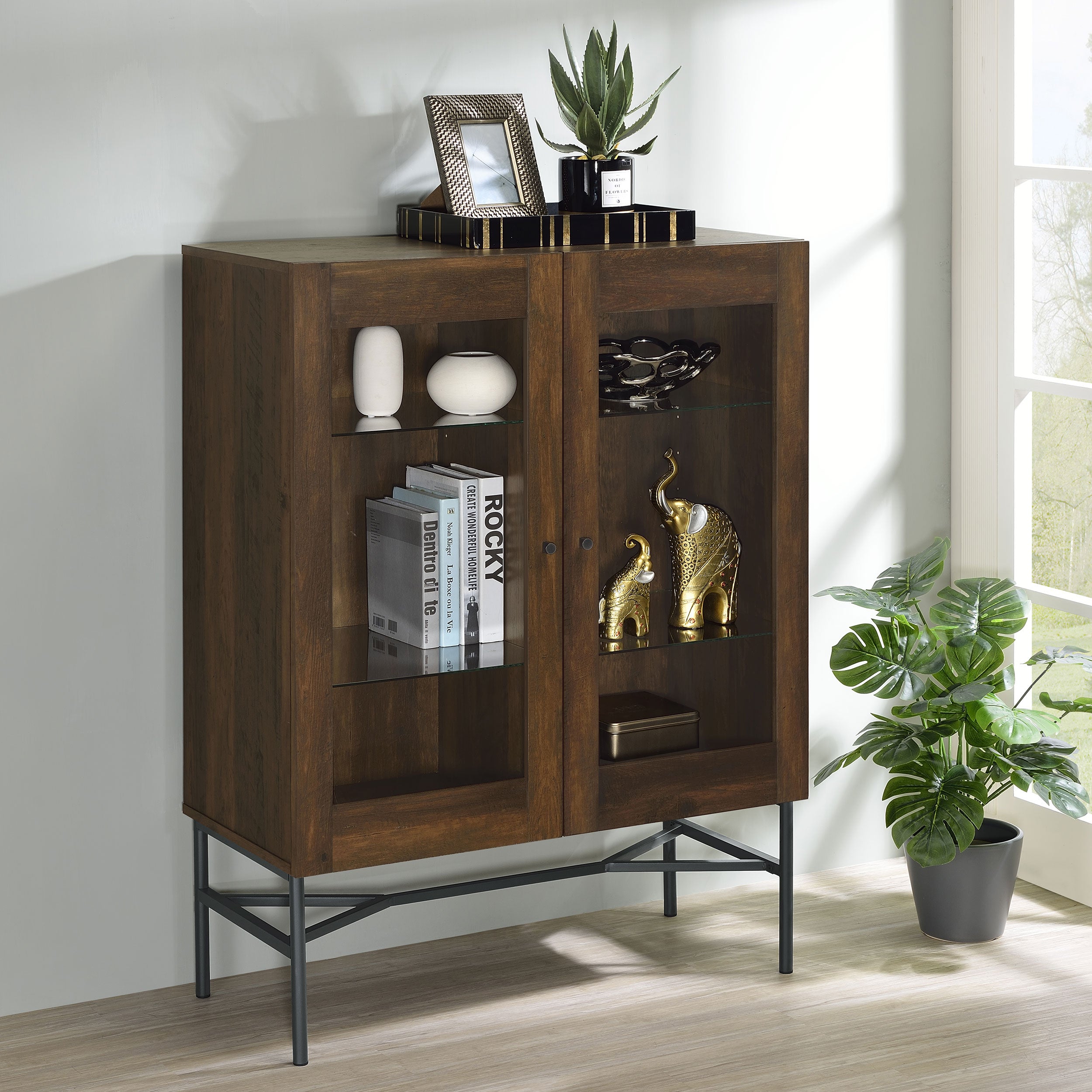 Bonilla 2-door Accent Cabinet with Glass Shelves - Luxury Home Furniture (MI)