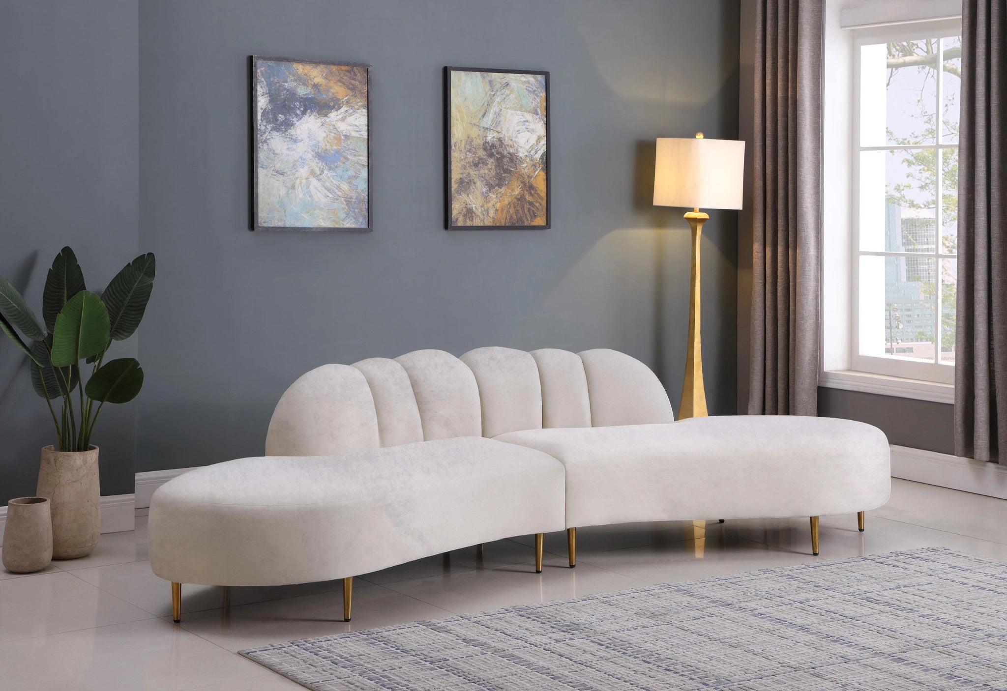 Divine Cream Velvet 2pc. Sectional