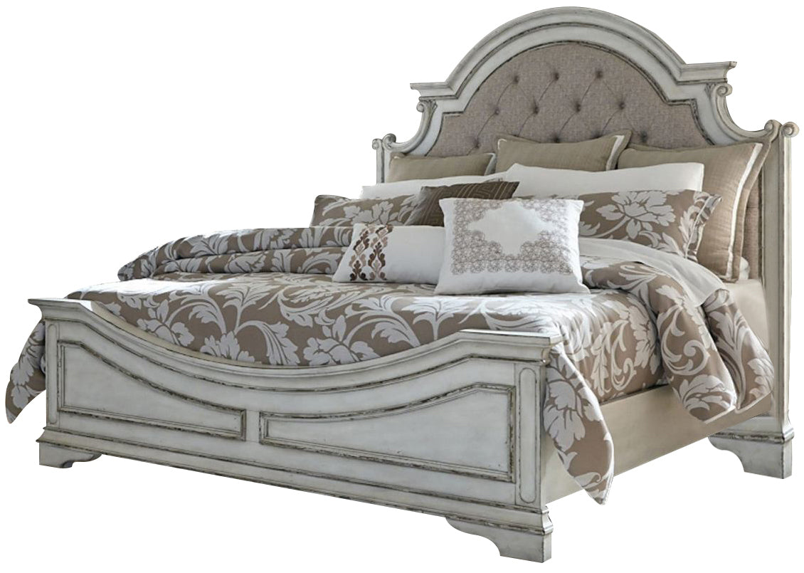 Liberty Magnolia Manor King Upholstered Panel Headboard in Antique White - Luxury Home Furniture (MI)