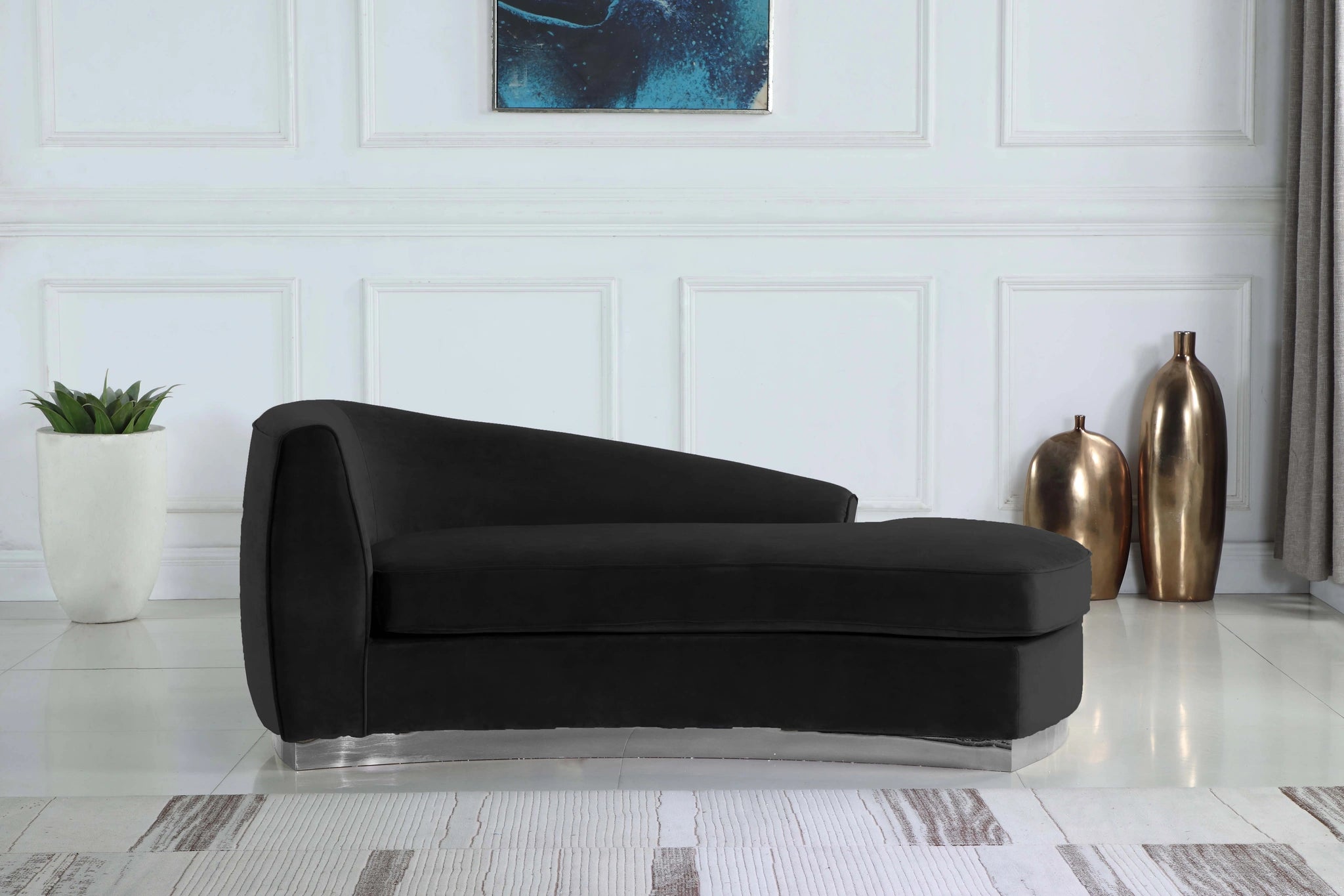 Julian Black Velvet Chaise