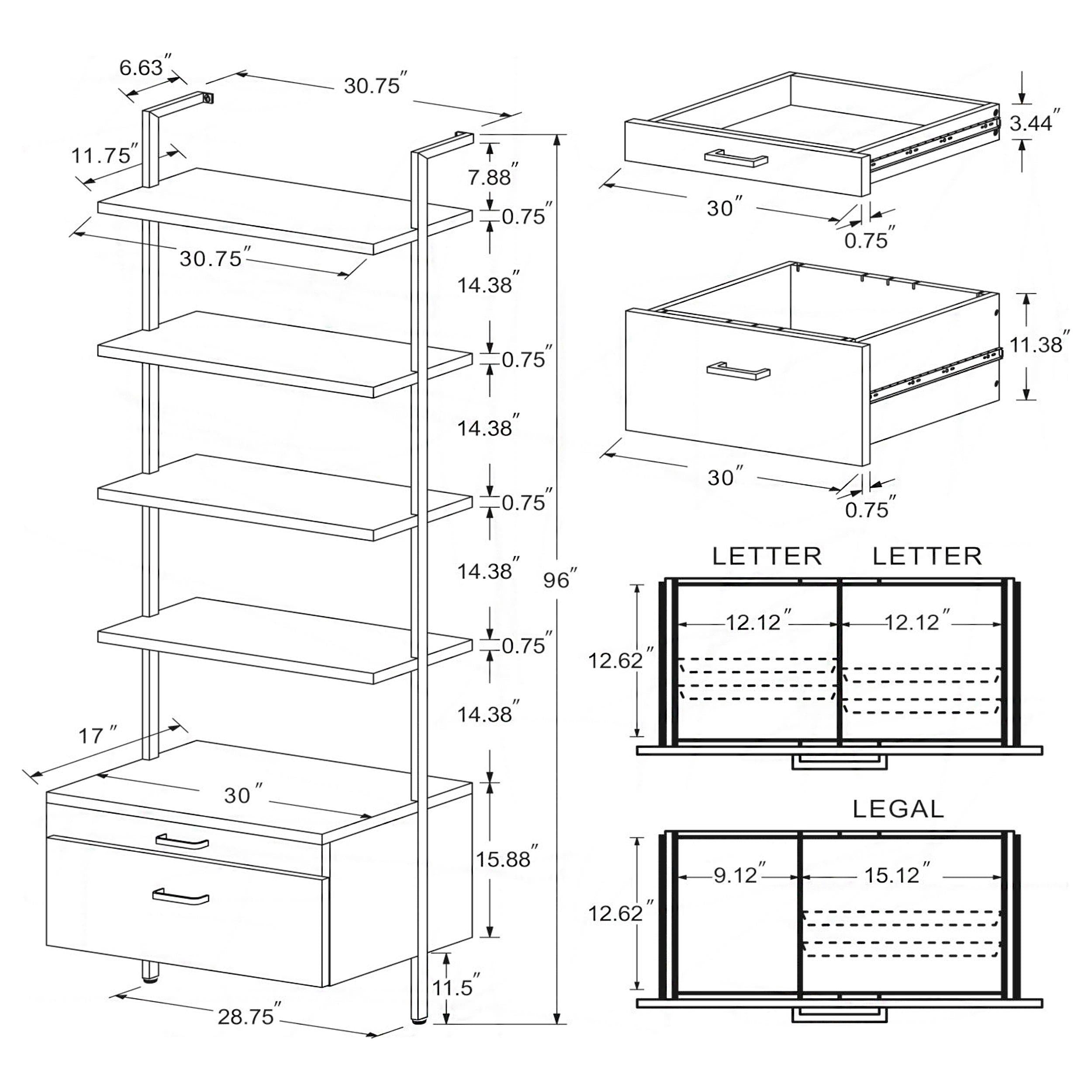 Owens 96-inch 4-shelf Storage Wall Bookshelf Walnut - Luxury Home Furniture (MI)