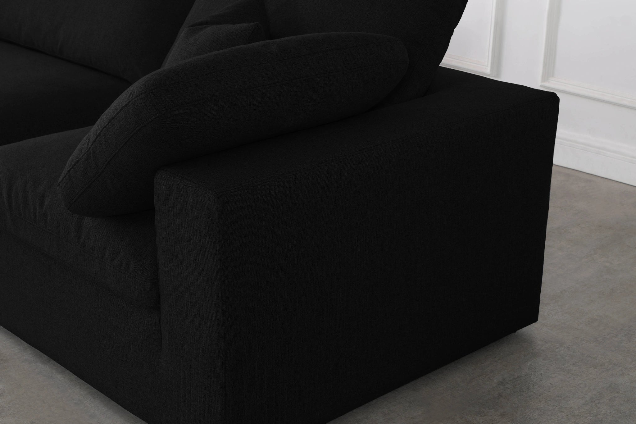 Serene Black Linen Fabric Deluxe Cloud Corner Chair