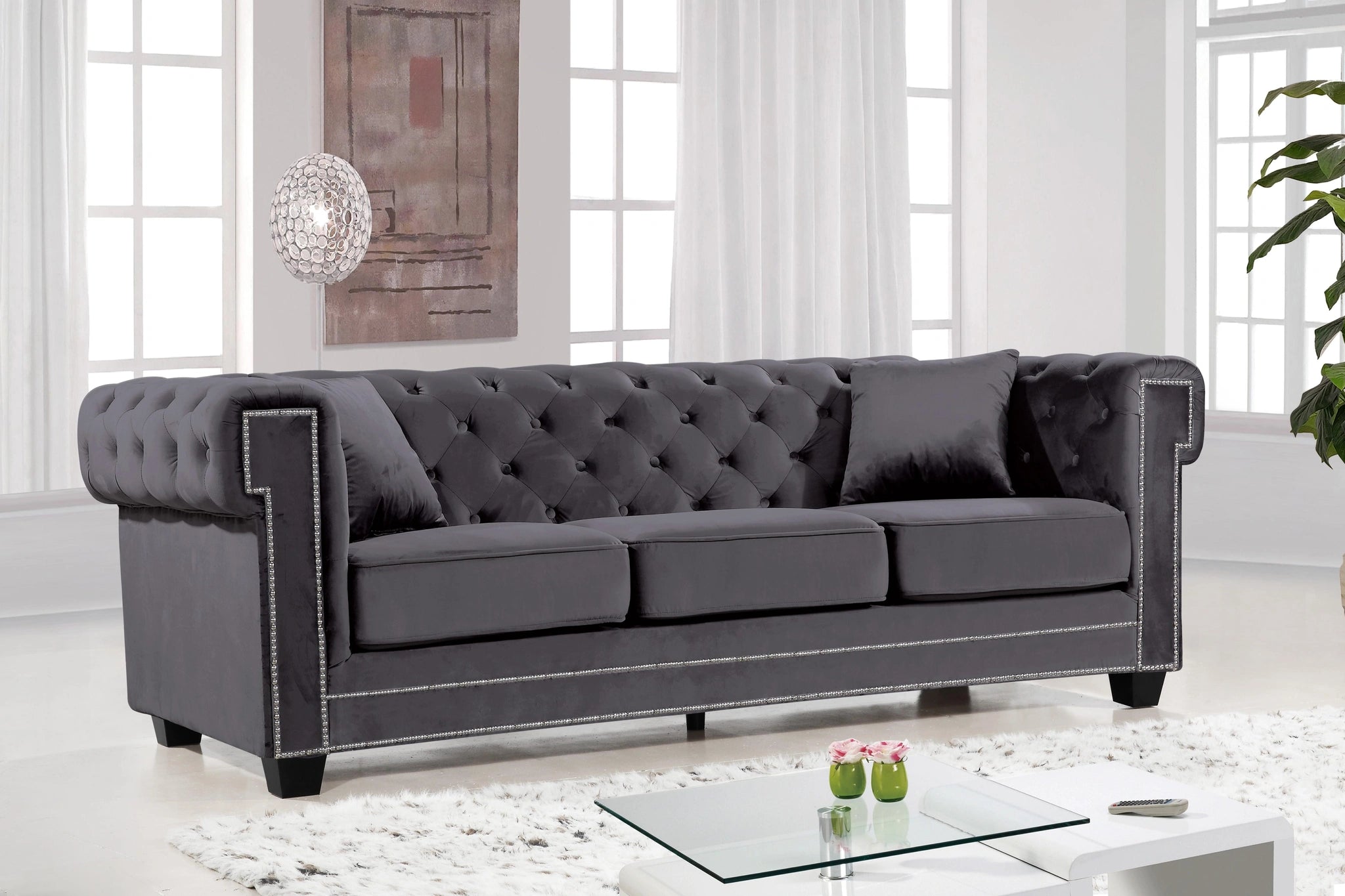 Bowery Grey Velvet Sofa